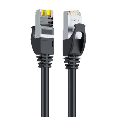 Zwarte SFTP Cat6 patchkabel dubbel afgeschermde 24AWG puur koperen RJ45-connector
