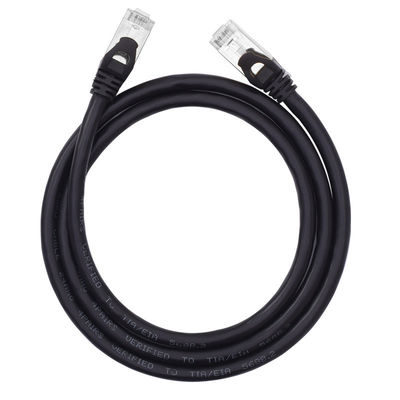 Zwarte SFTP Cat6 patchkabel dubbel afgeschermde 24AWG puur koperen RJ45-connector