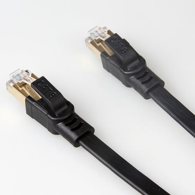 De vlakke van de het Flardkabel 40Gbps 2000Mhz van SFTP RJ45 Cat8 Zwarte Duurzame Kleur