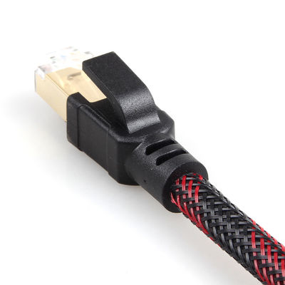 Buiten Binnen Cat8 Patchkabel Nylon Gevlochten Rood Zwart 26AWG 40Gbps