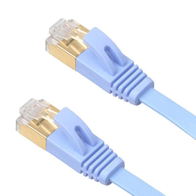 4 de Vlakke Ethernet Lan Cables Blue With Gold Beschermde Snagless Rj45 Schakelaars van voet Cat6