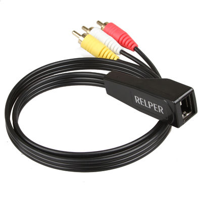 Stabiele Vrouwelijke 3 RCA Audiouitbreidingskabel, Multifunctioneel RCA aan RJ45-Adapter