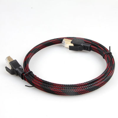 Cat8 Stabiele Nylon Gevlechte Ethernet-Kabel Rode Zwarte Antiinterferentie