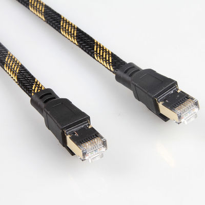 Het stabiele Nylon van de het Flardkabel van RJ45 Cat8 vlechtte Zwarte Gele Hoge snelheid