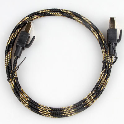 Het stabiele Nylon van de het Flardkabel van RJ45 Cat8 vlechtte Zwarte Gele Hoge snelheid