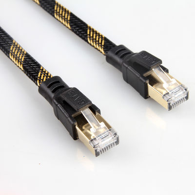 Het stabiele Nylon van de het Flardkabel van RJ45 Cat8 vlechtte Zwarte Gele Hoge snelheid
