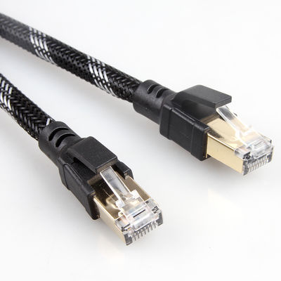 Buiten Binnen Cat8 Patchkabel Nylon Gevlochten 26AWG 40Gbps 2000MHz S/FTP