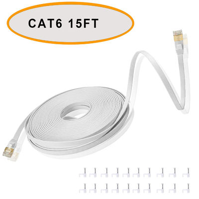 Cat 6 Ethernet platte patchkabel 50 ft witte kleur niet-afgeschermd getwist paar