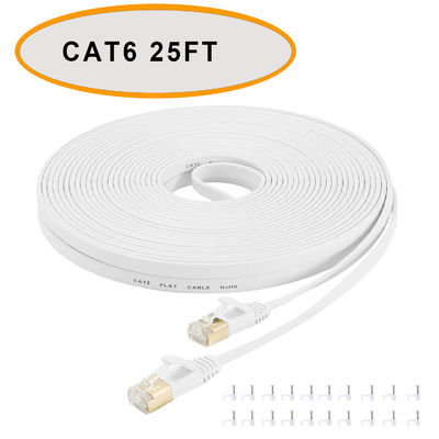 Cat 6 Ethernet platte patchkabel 50 ft witte kleur niet-afgeschermd getwist paar