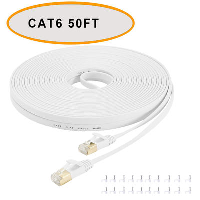 Cat 6 Ethernet platte patchkabel 50 ft witte kleur niet-afgeschermd getwist paar